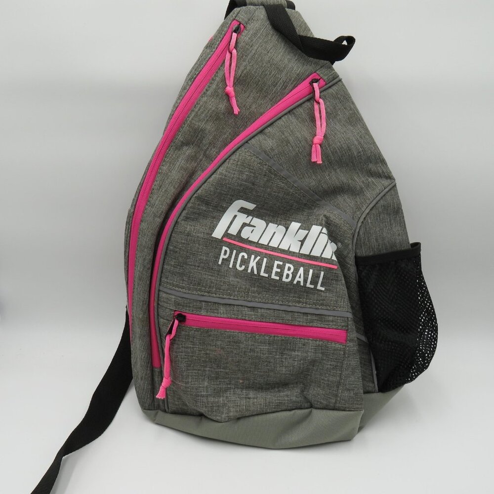 Franklin Pickleball‎ Sling Backpack Gray Pink Fence Hook Water Bottle Pocket